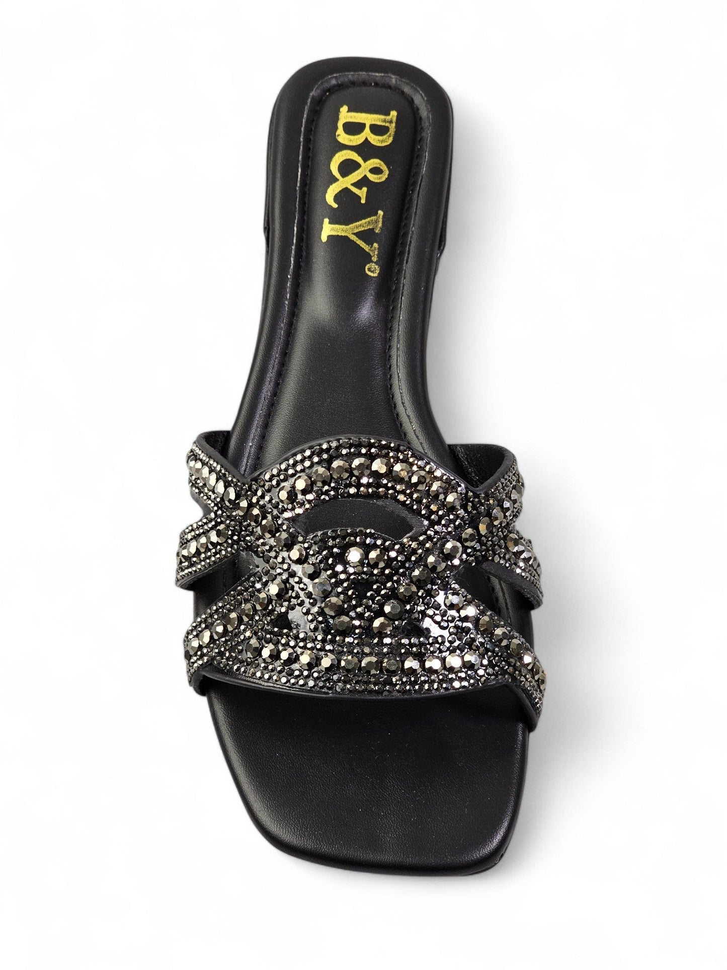 Moniva Black Low Heel Slip-on Sandal