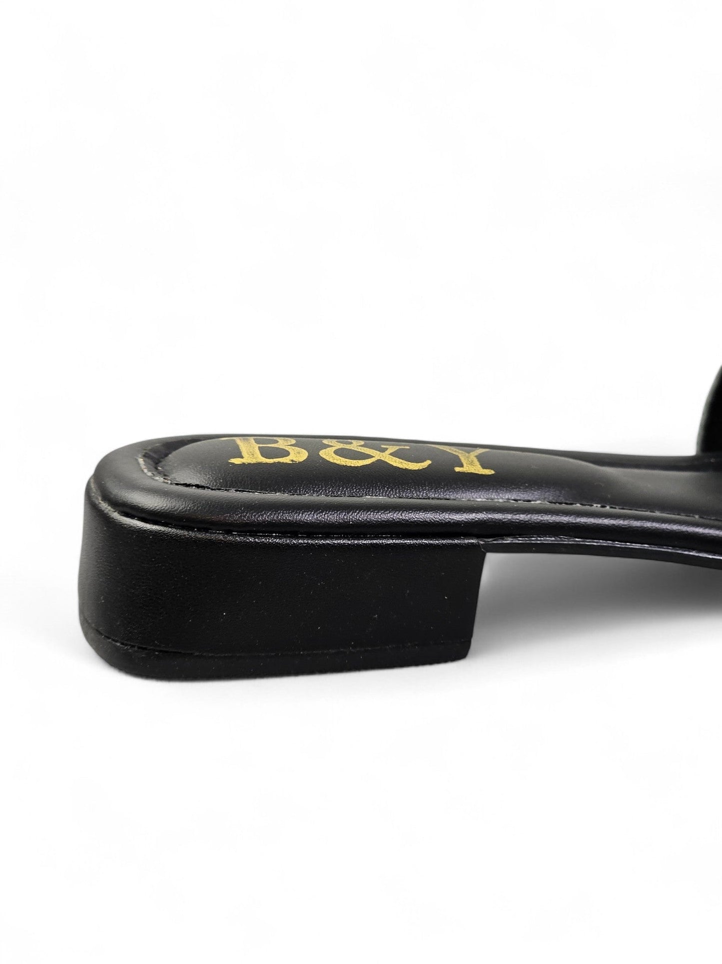 Moniva Black Low Heel Slip-on Sandal