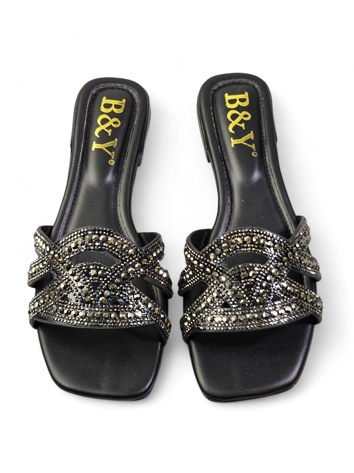 Moniva Black Low Heel Slip-on Sandal