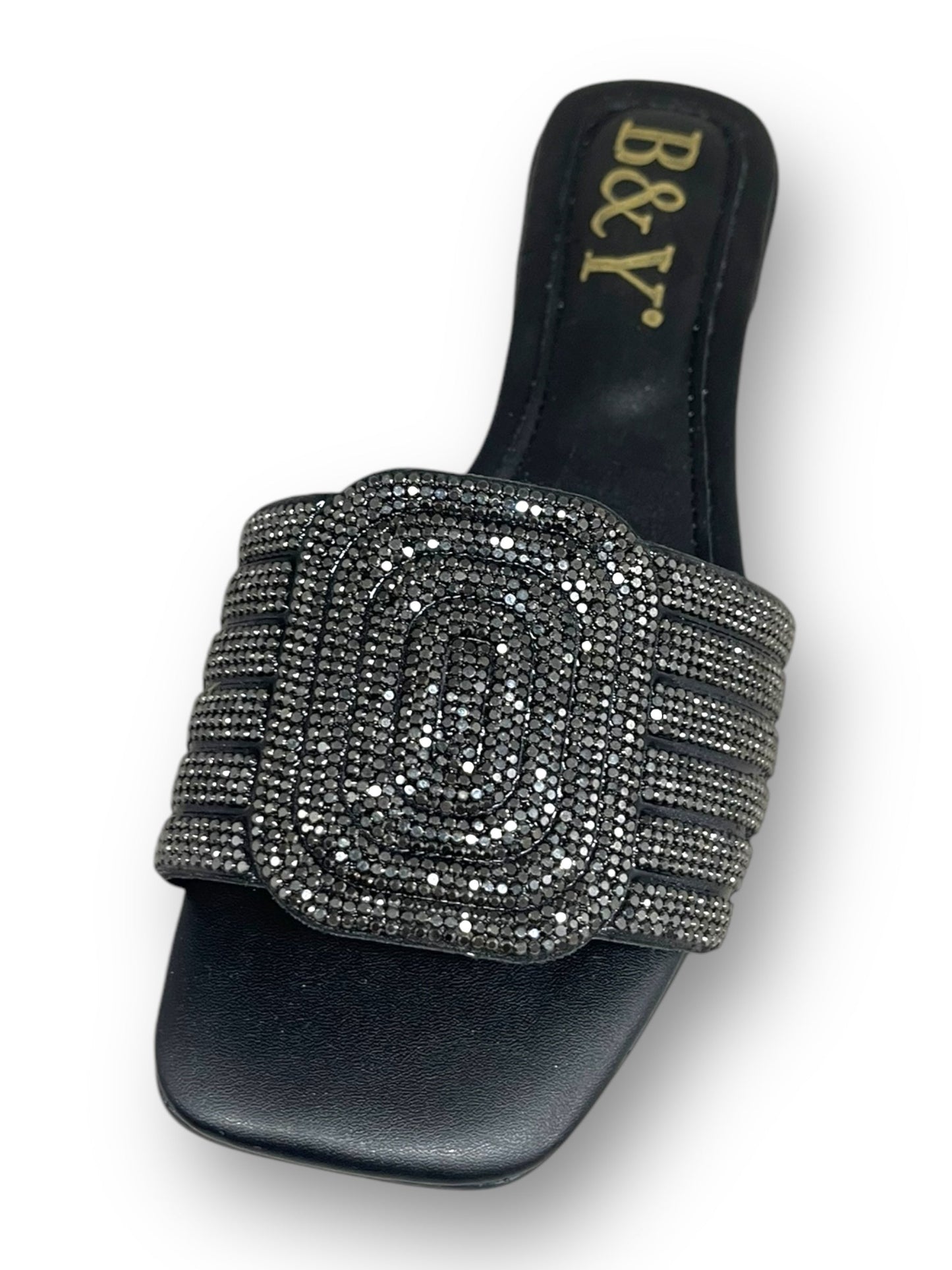 Ellune Black Low Heel Slip-on Sandal