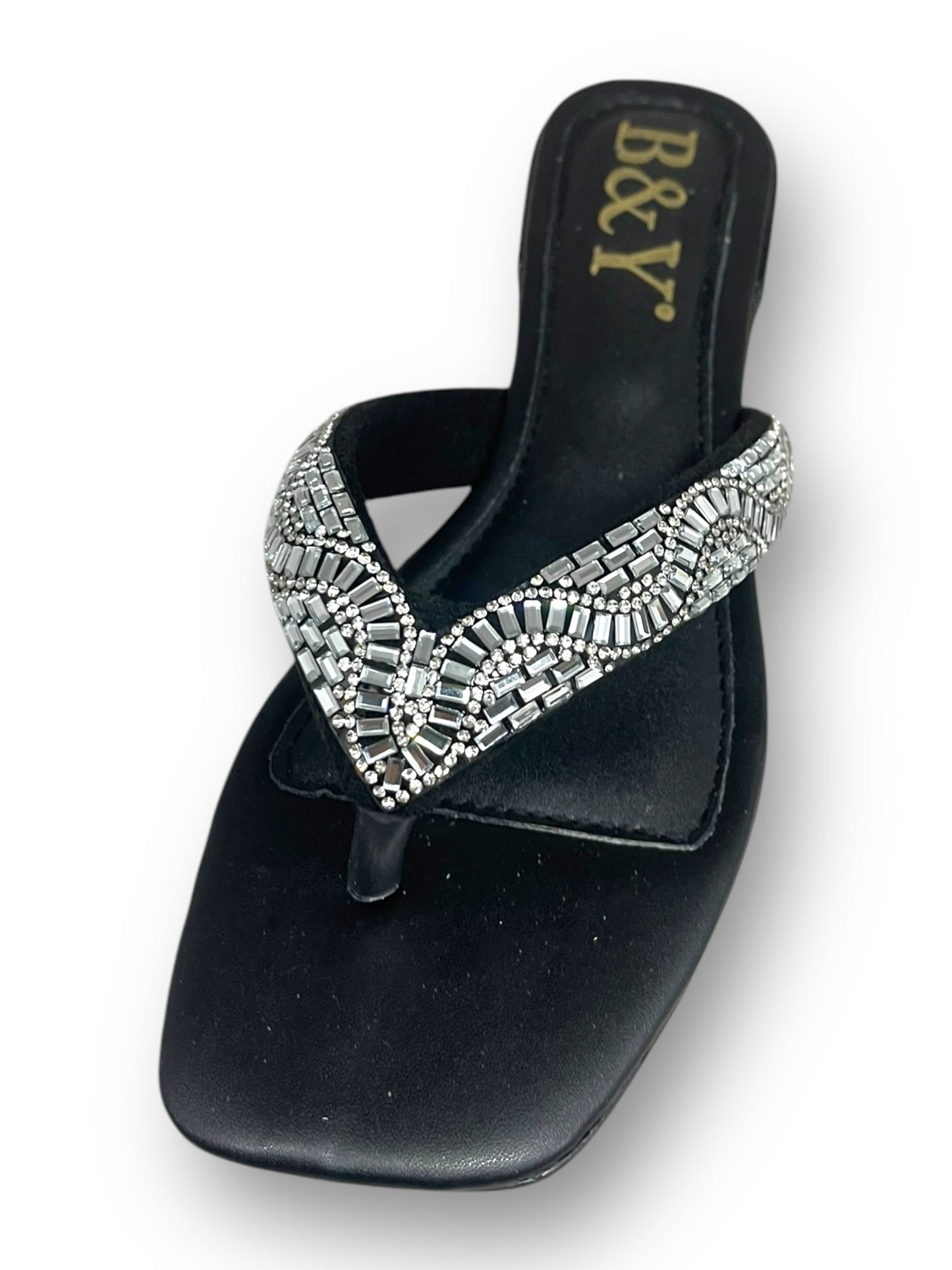 Glimmer Black Low Heel Flip-Flop