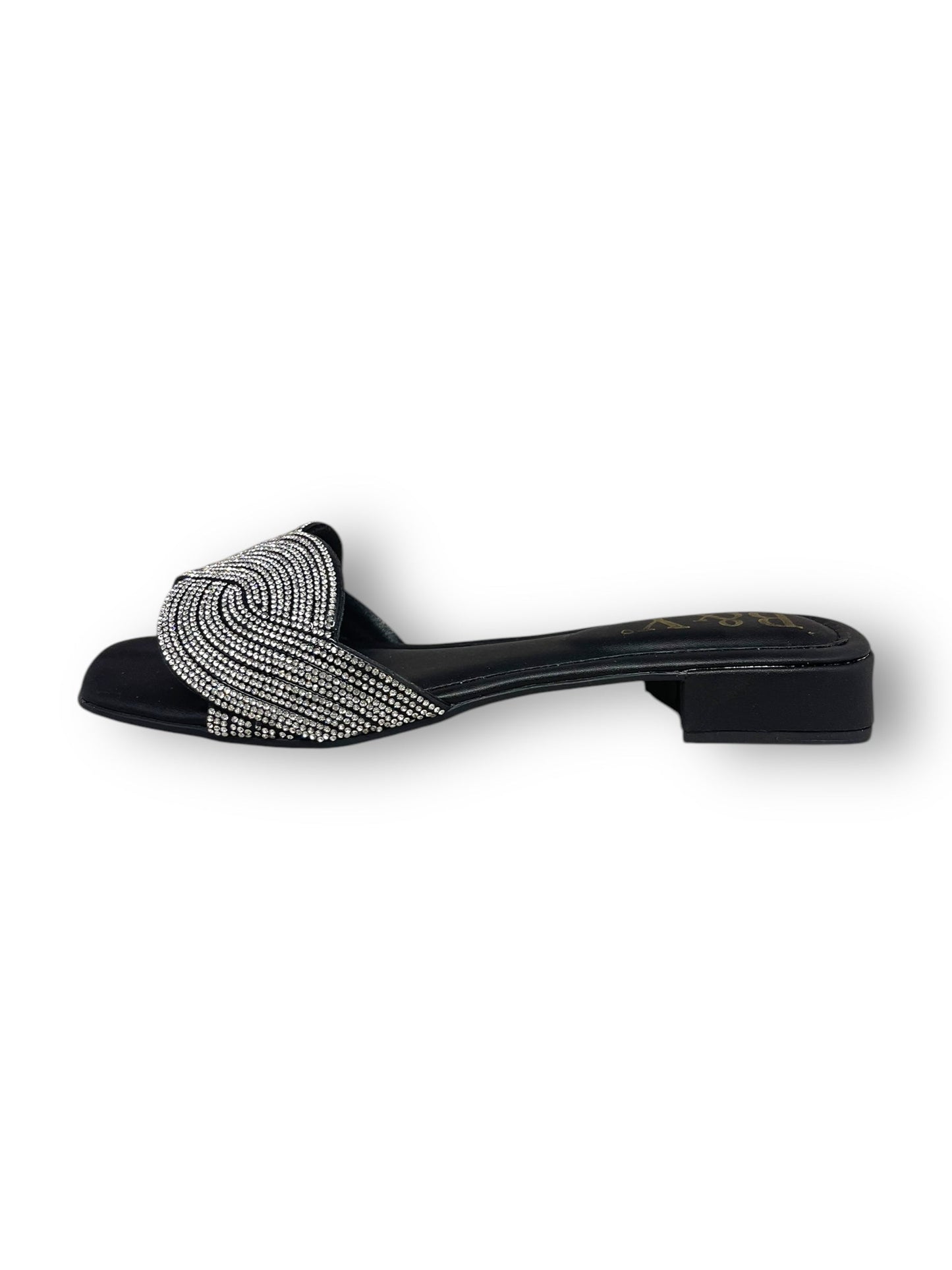 Jynoa Black Low Heel Slip-on Sandal