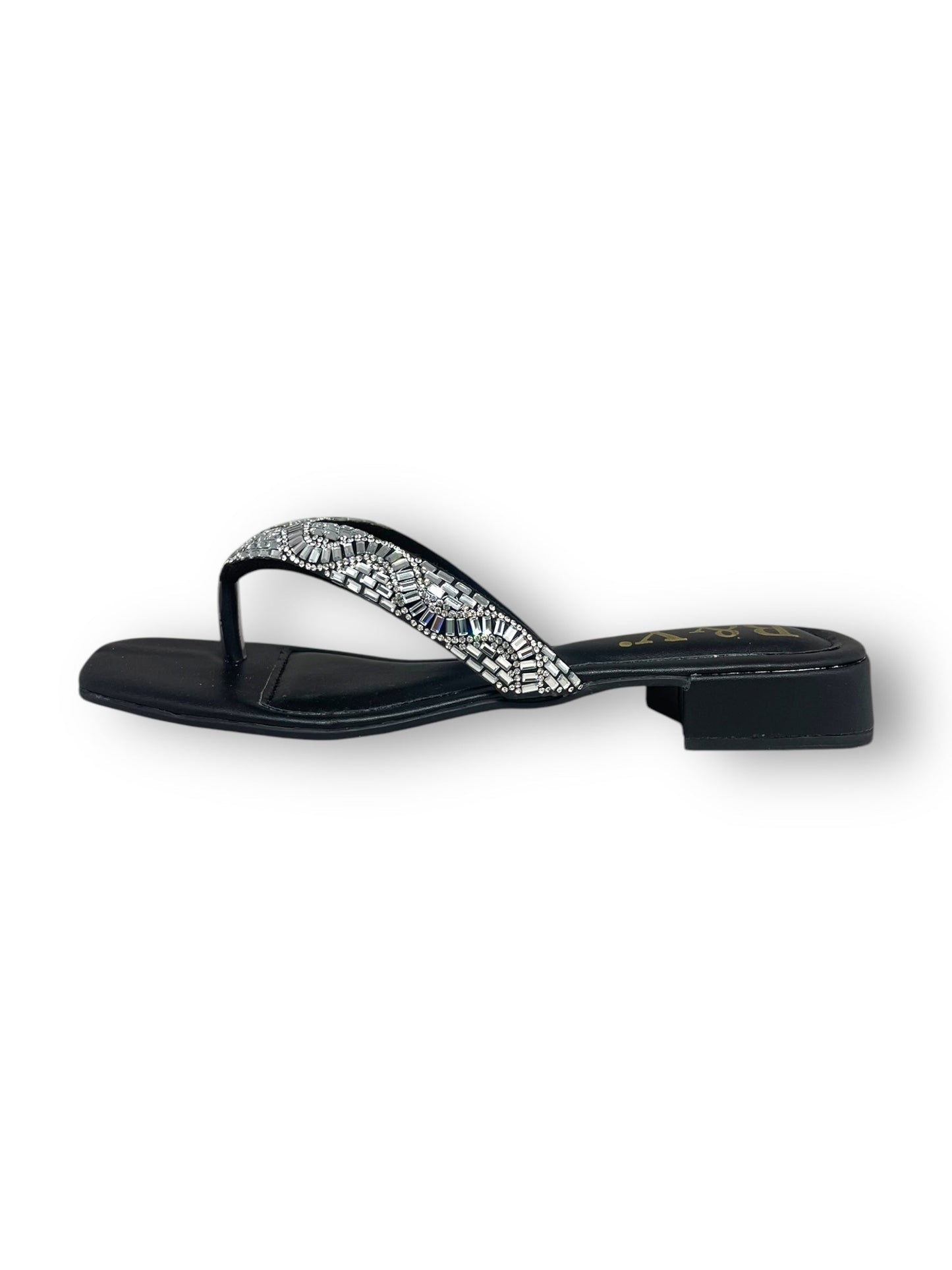 Glimmer Black Low Heel Flip-Flop
