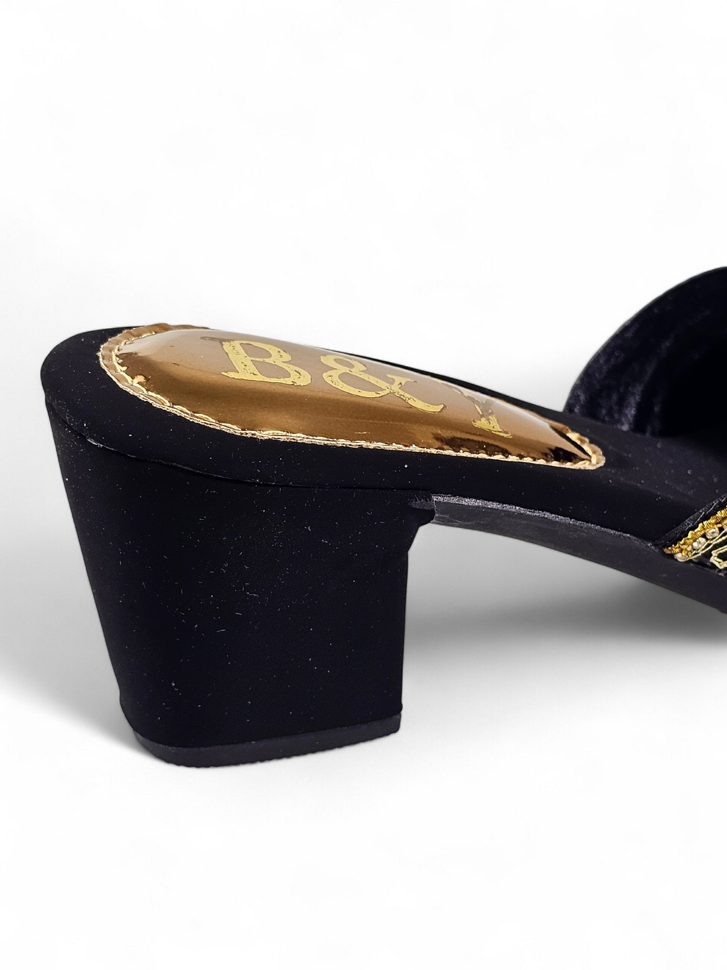 Lumari Black Mid Heel Mule