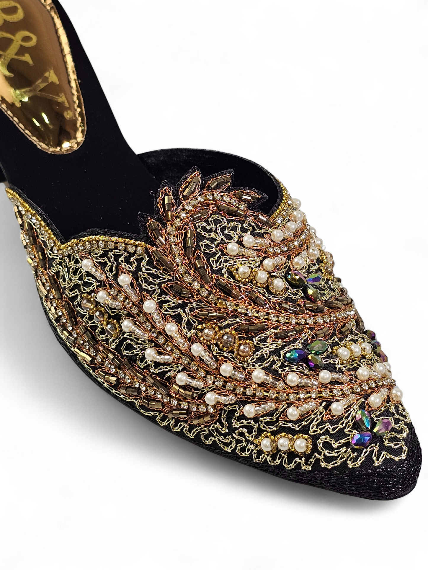 Lumari Black Mid Heel Mule
