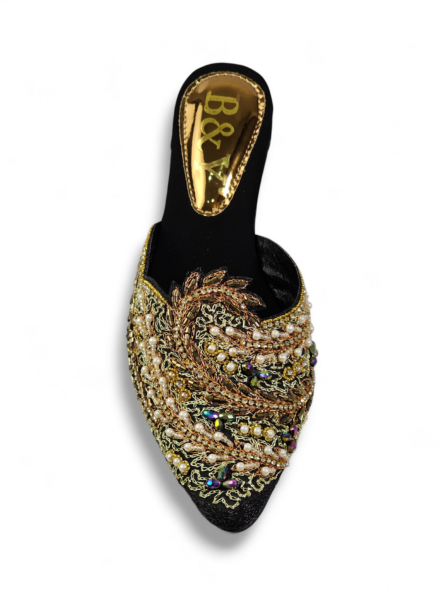 Lumari Black Mid Heel Mule