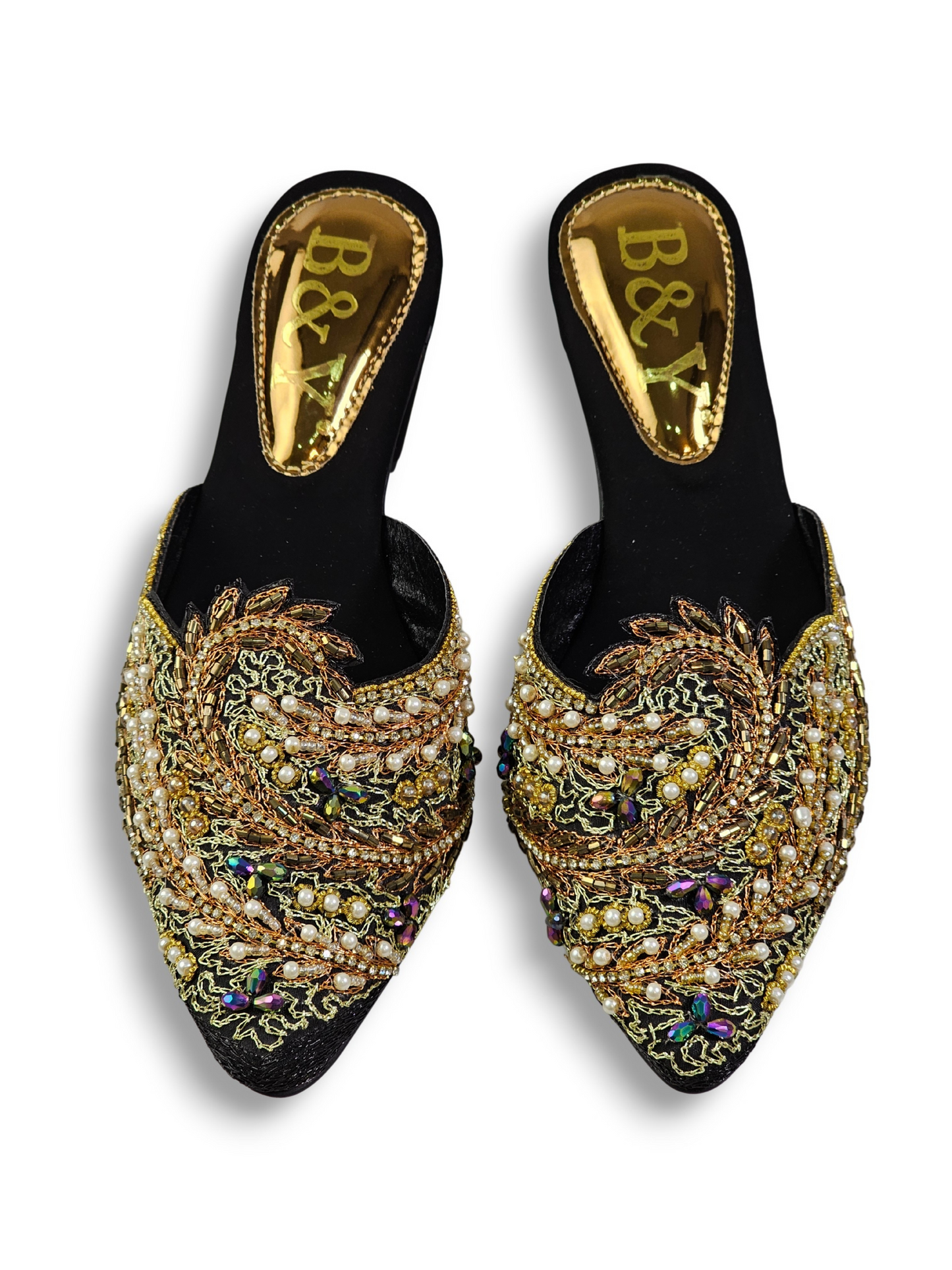Lumari Black Mid Heel Mule