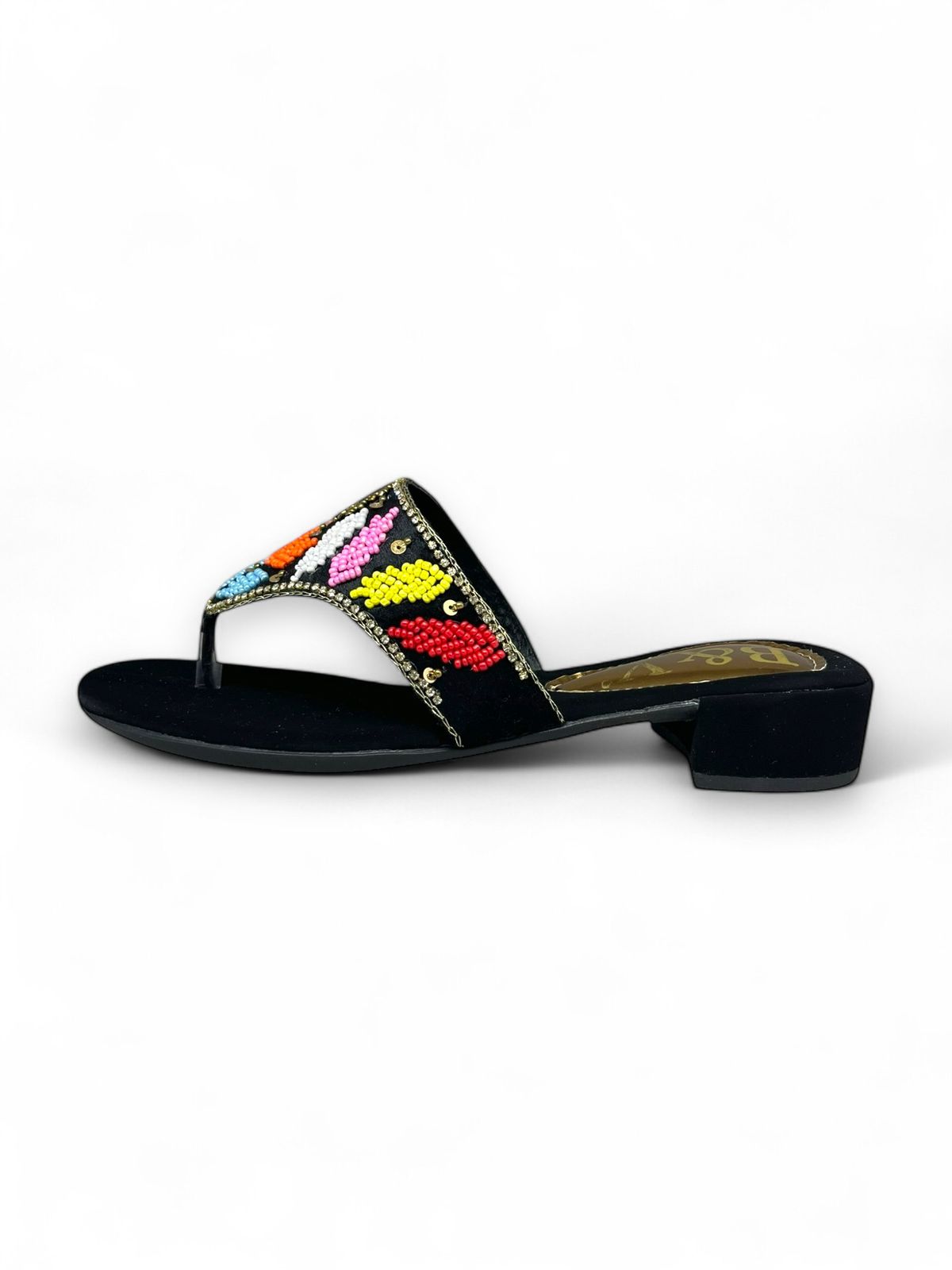 Drape Black Block Heel Flip-Flop