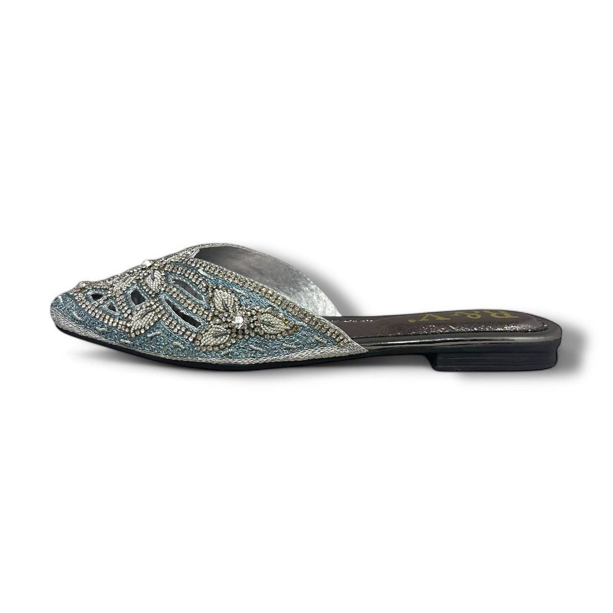Delisse Silver Flat Mule