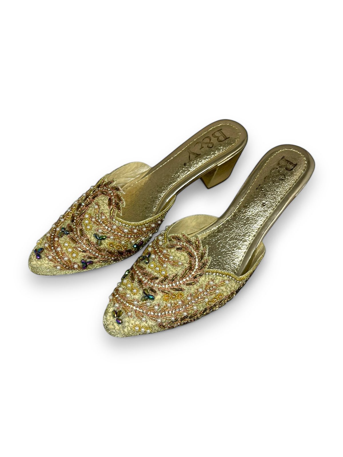Lumari Golden Mid Heel Mule