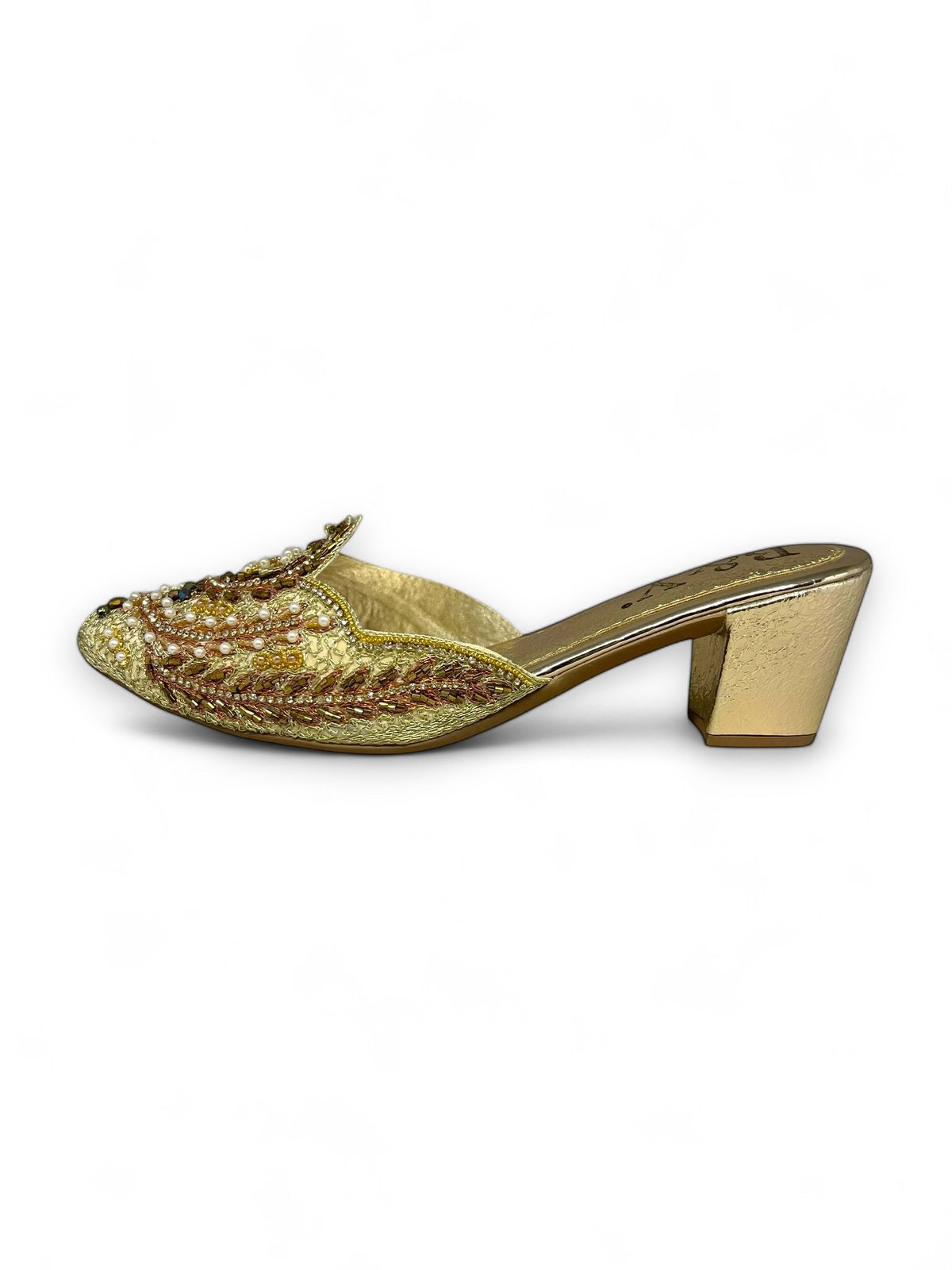 Lumari Golden Mid Heel Mule