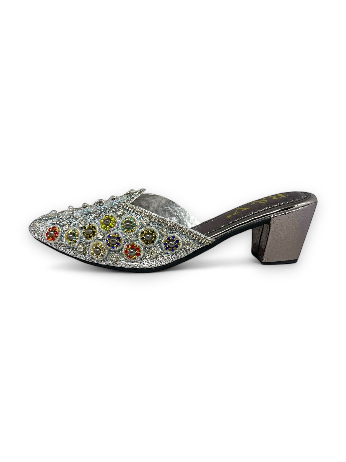 Haven Silver Mid Heel Mule