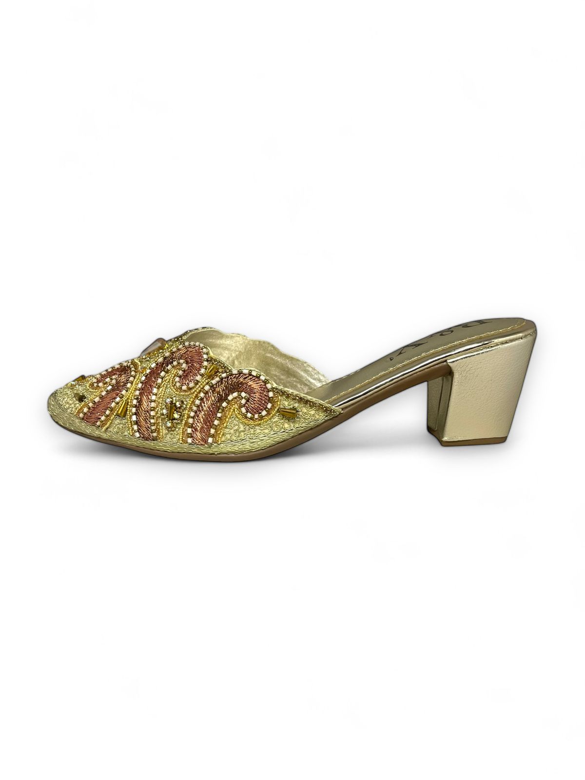 Twine Golden Mid Heel Mule