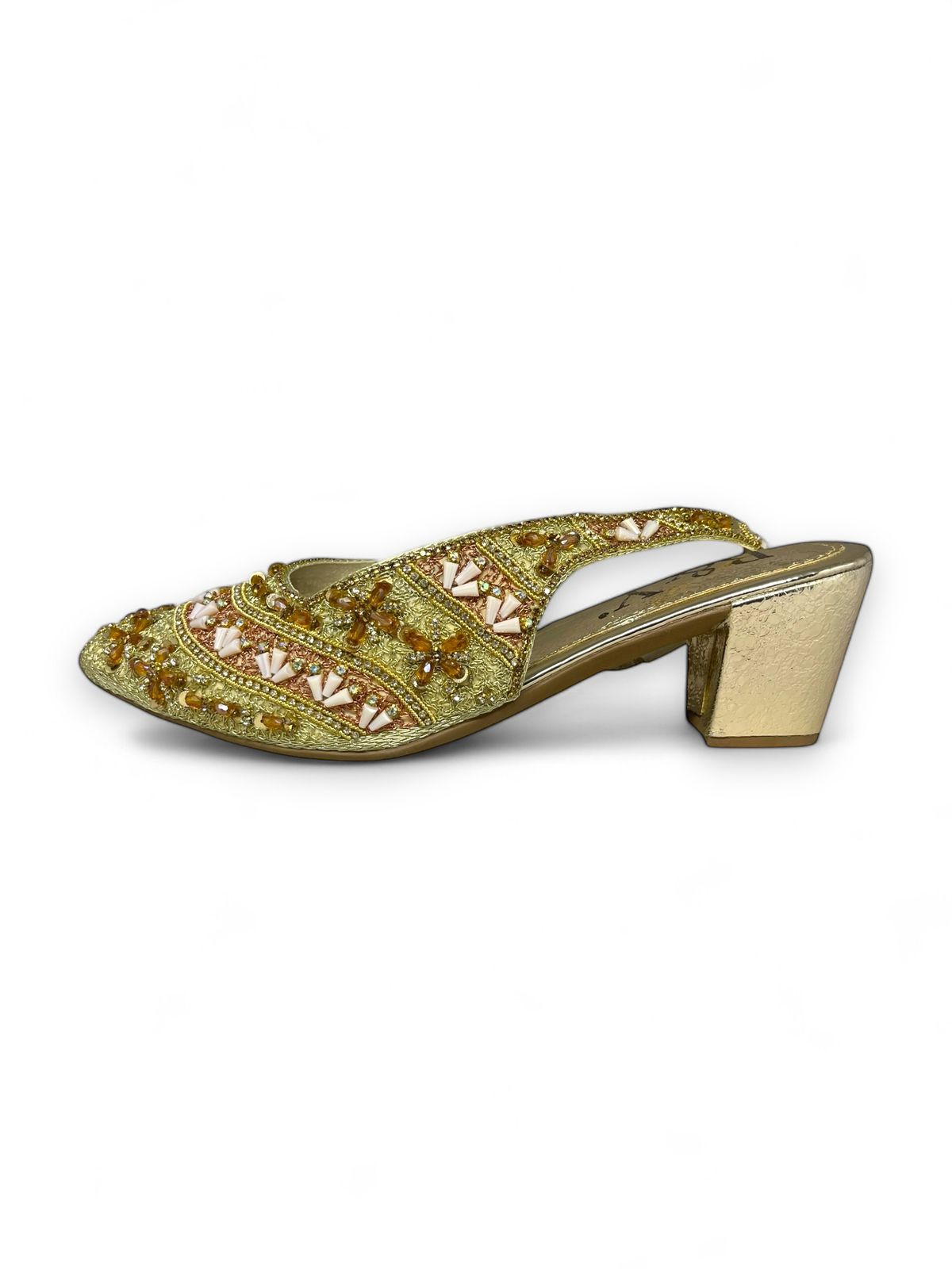 Delight Golden Mid Heel Mule