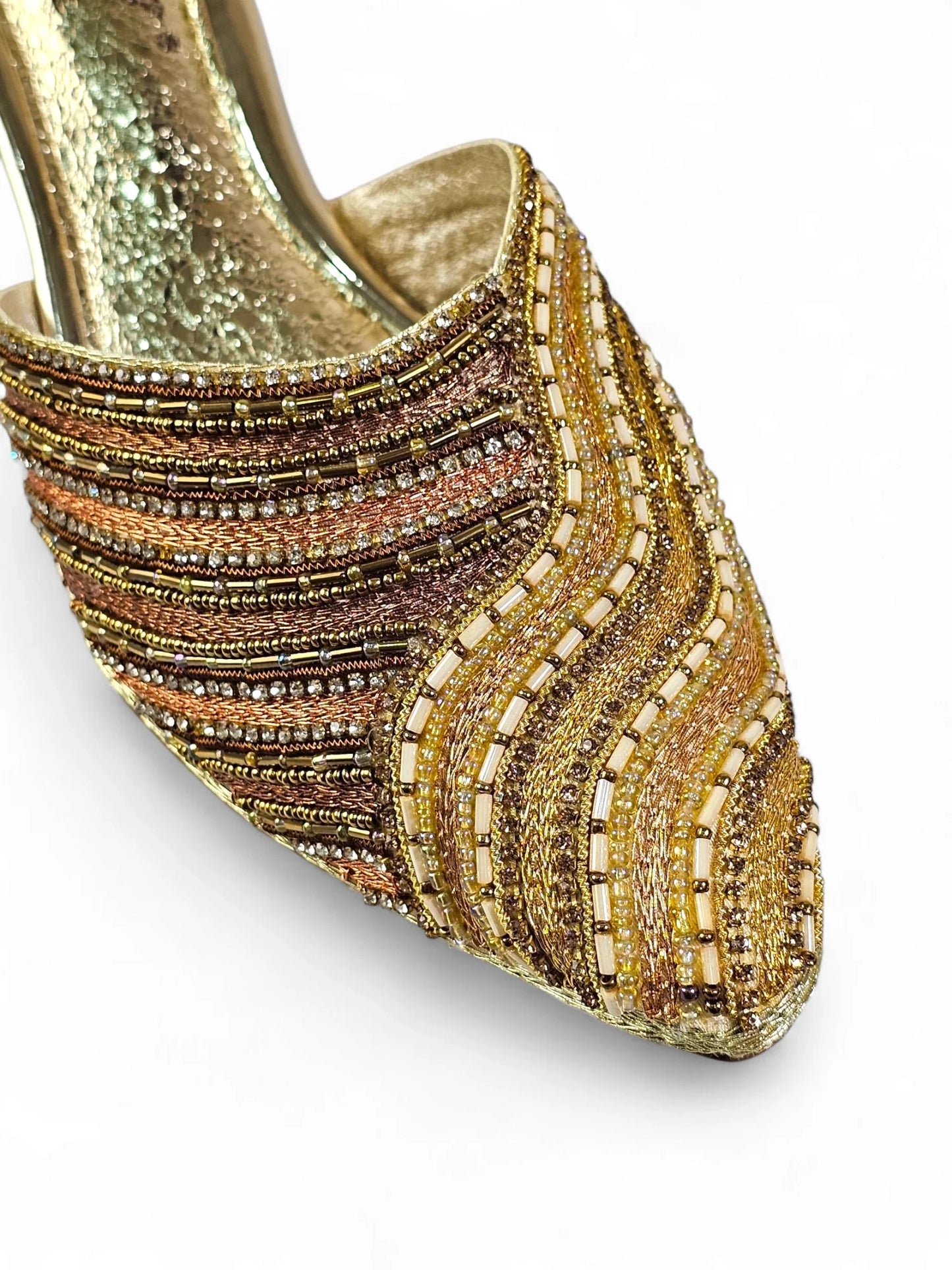 Bask Golden Mid Heel Mule