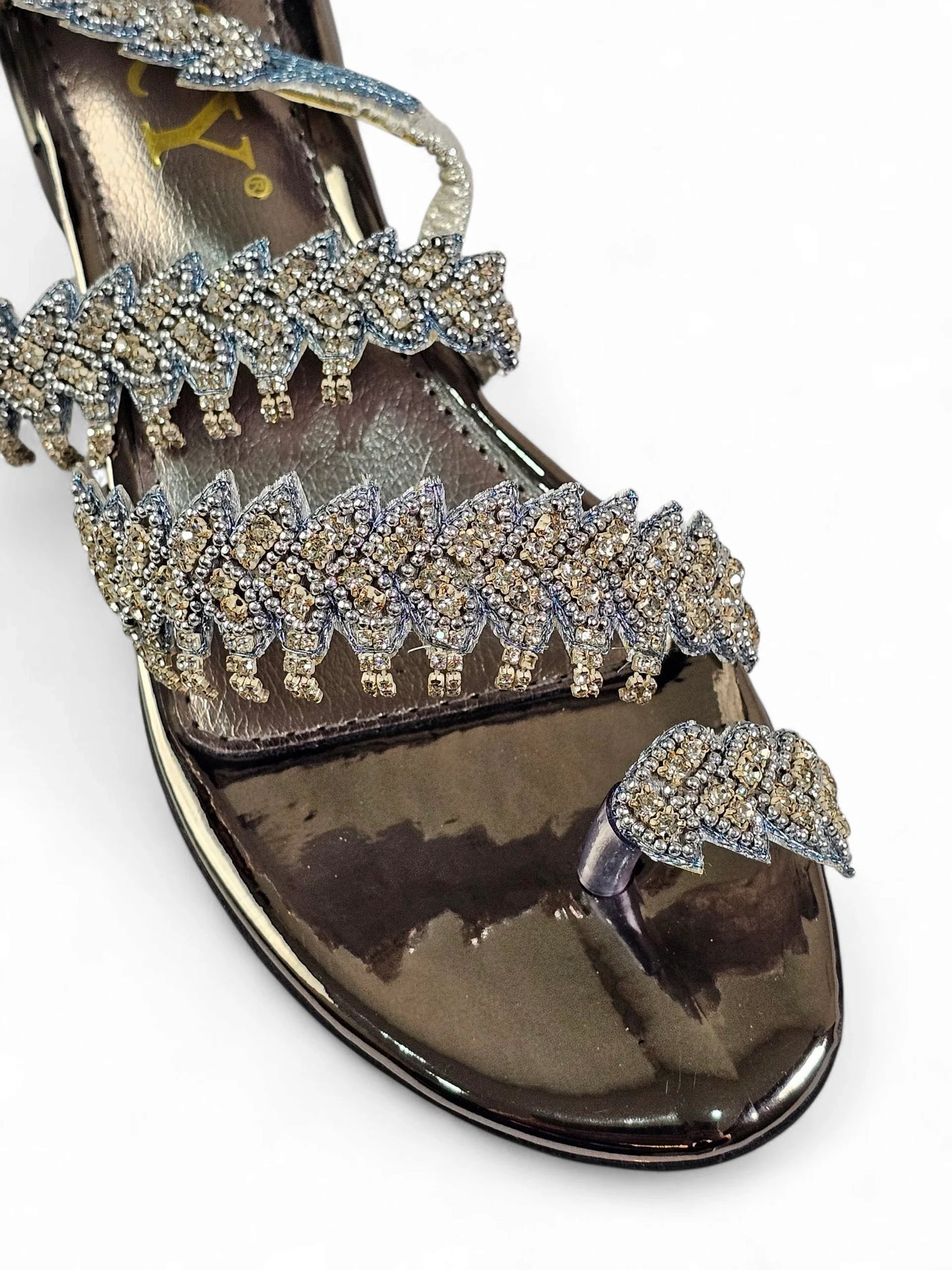 Trinelle Silver Block Heels Sandal