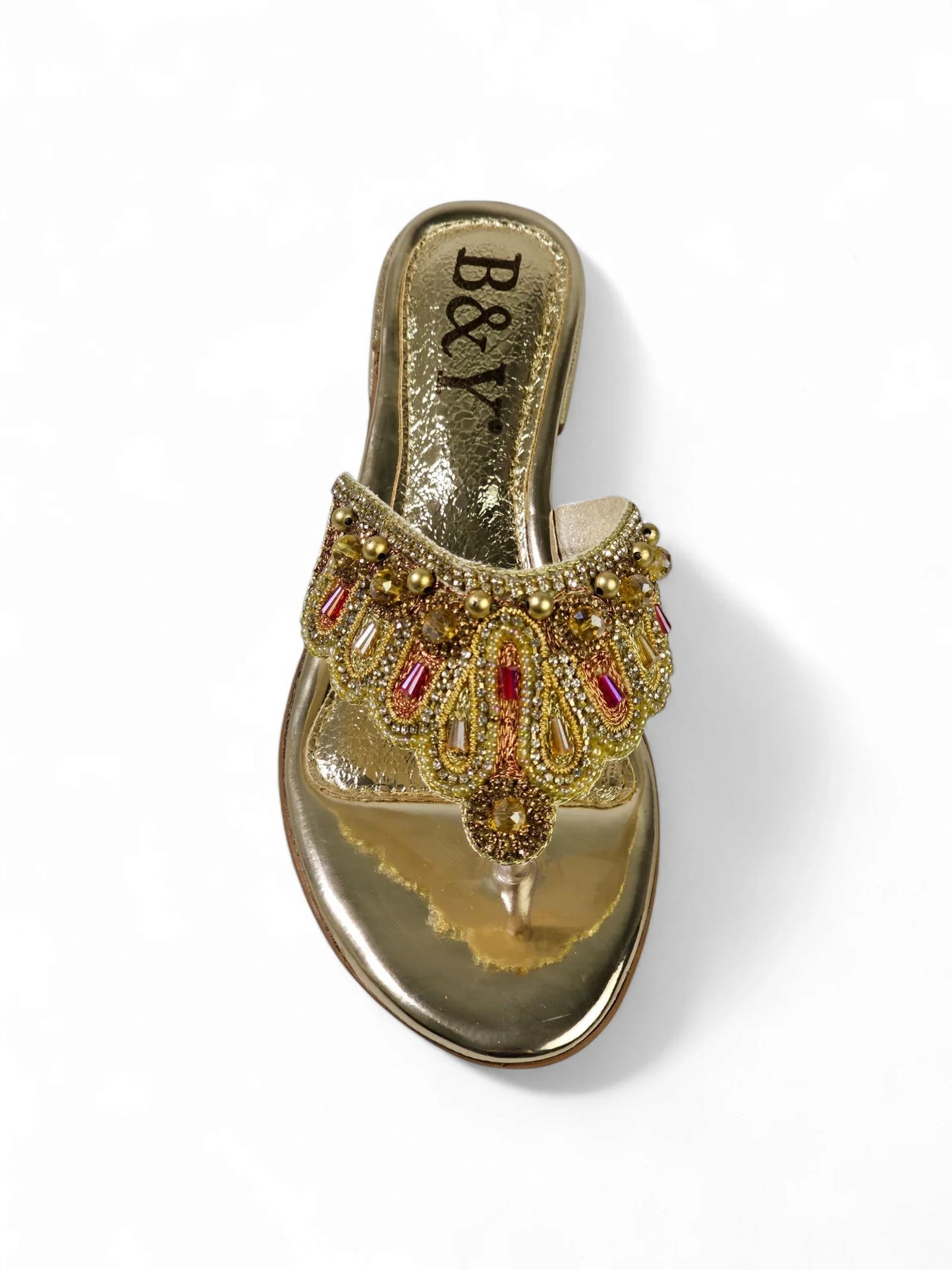 Zaffra Golden Block Heel Flip-Flop