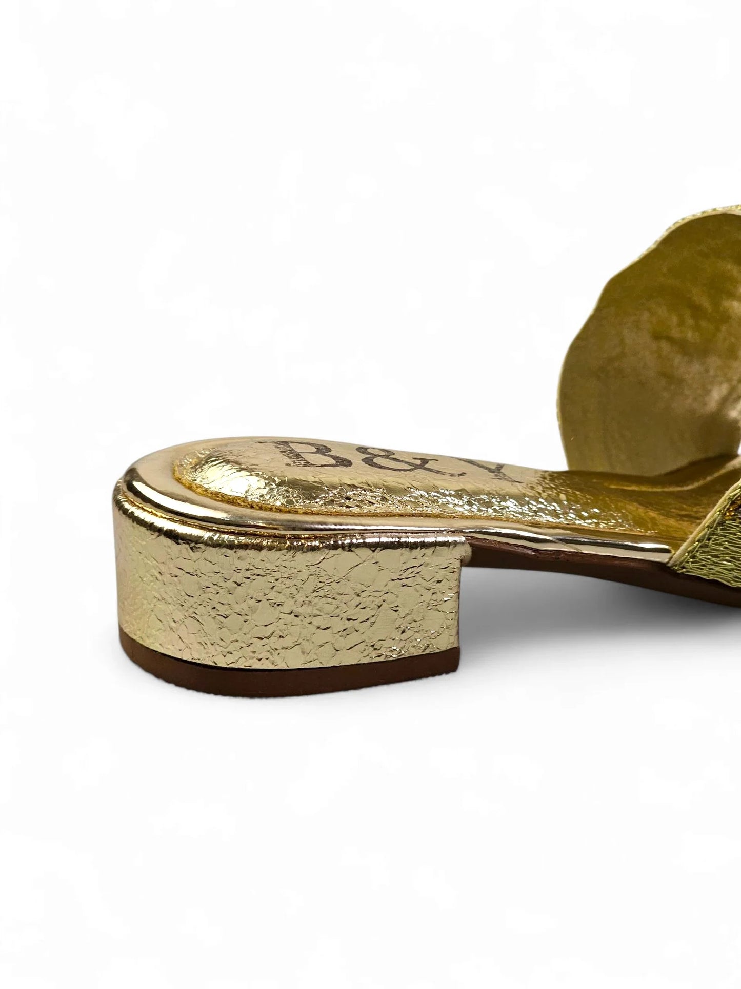 Mirona Golden Block Heel Slip-on Sandal