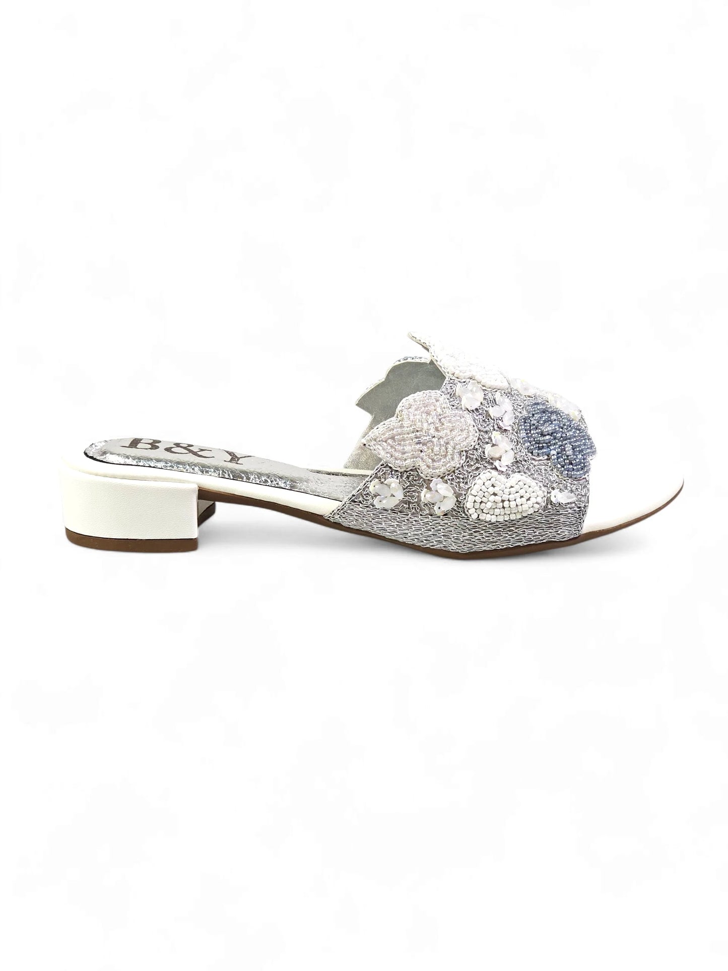 Twiselle White Block Heel Slip-on Sandal