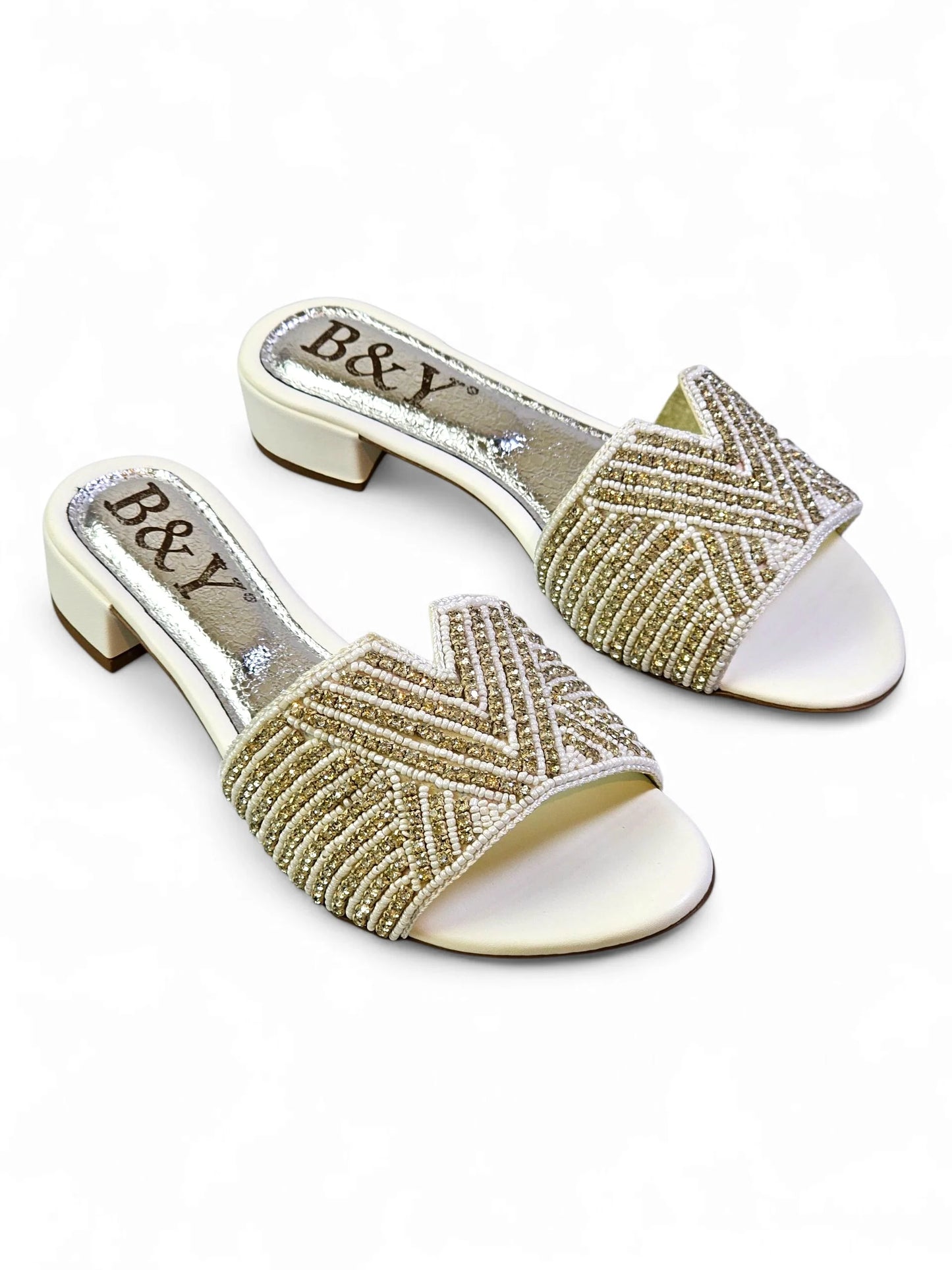 Velora White Block Heel Slip-on Sandal