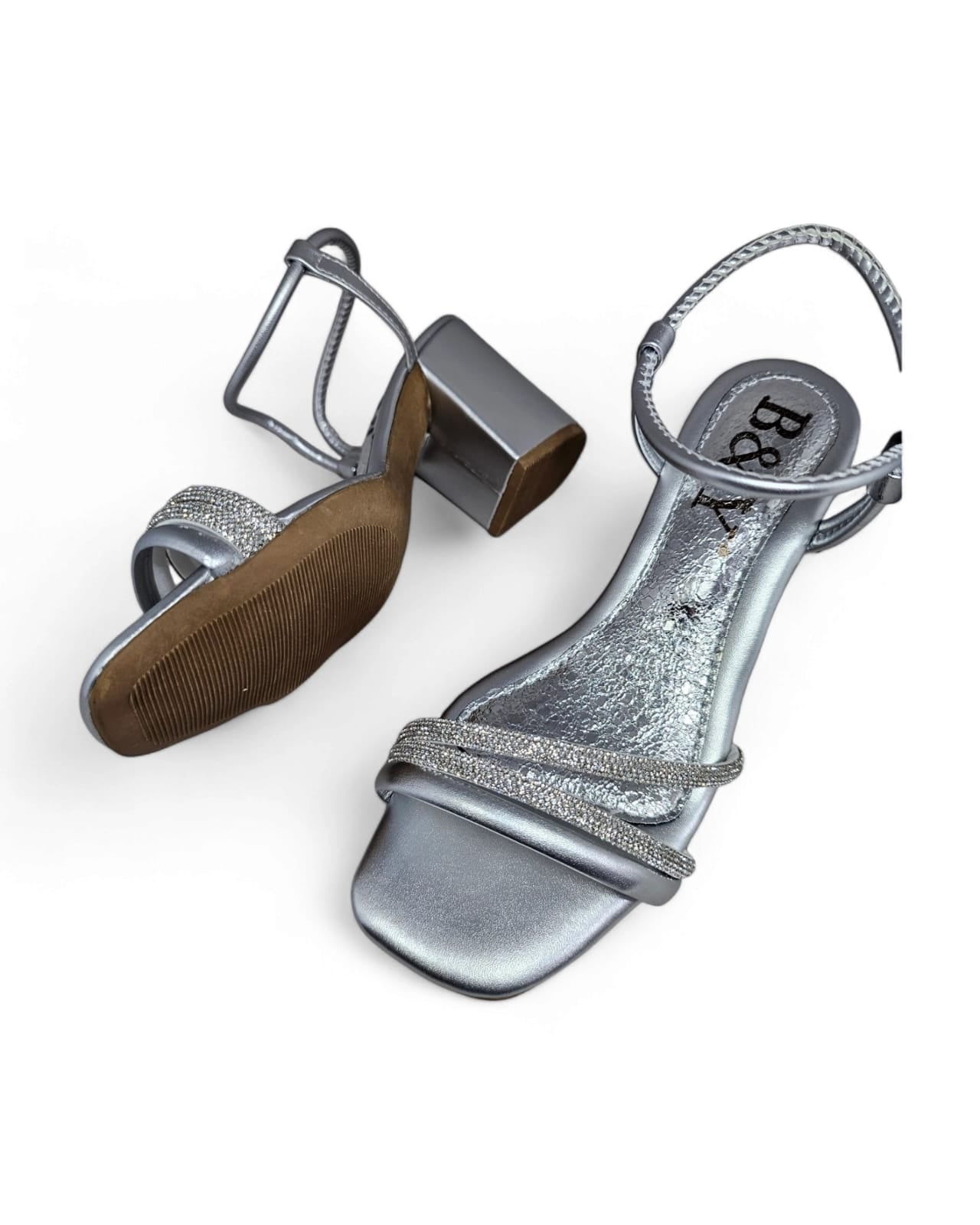 Glow Silver Block Heel Sandal