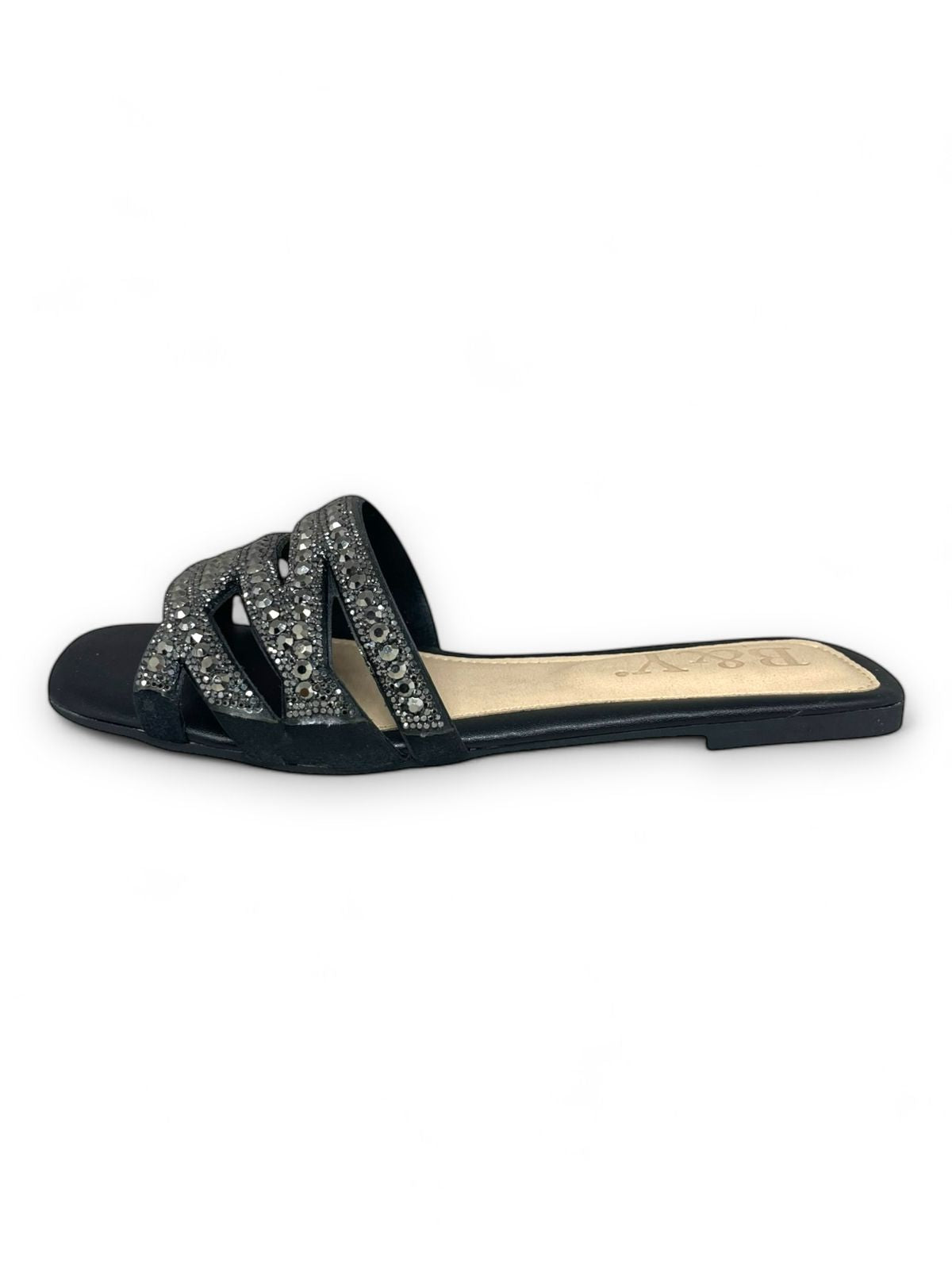 Flame Black Flat Slip-on Sandal