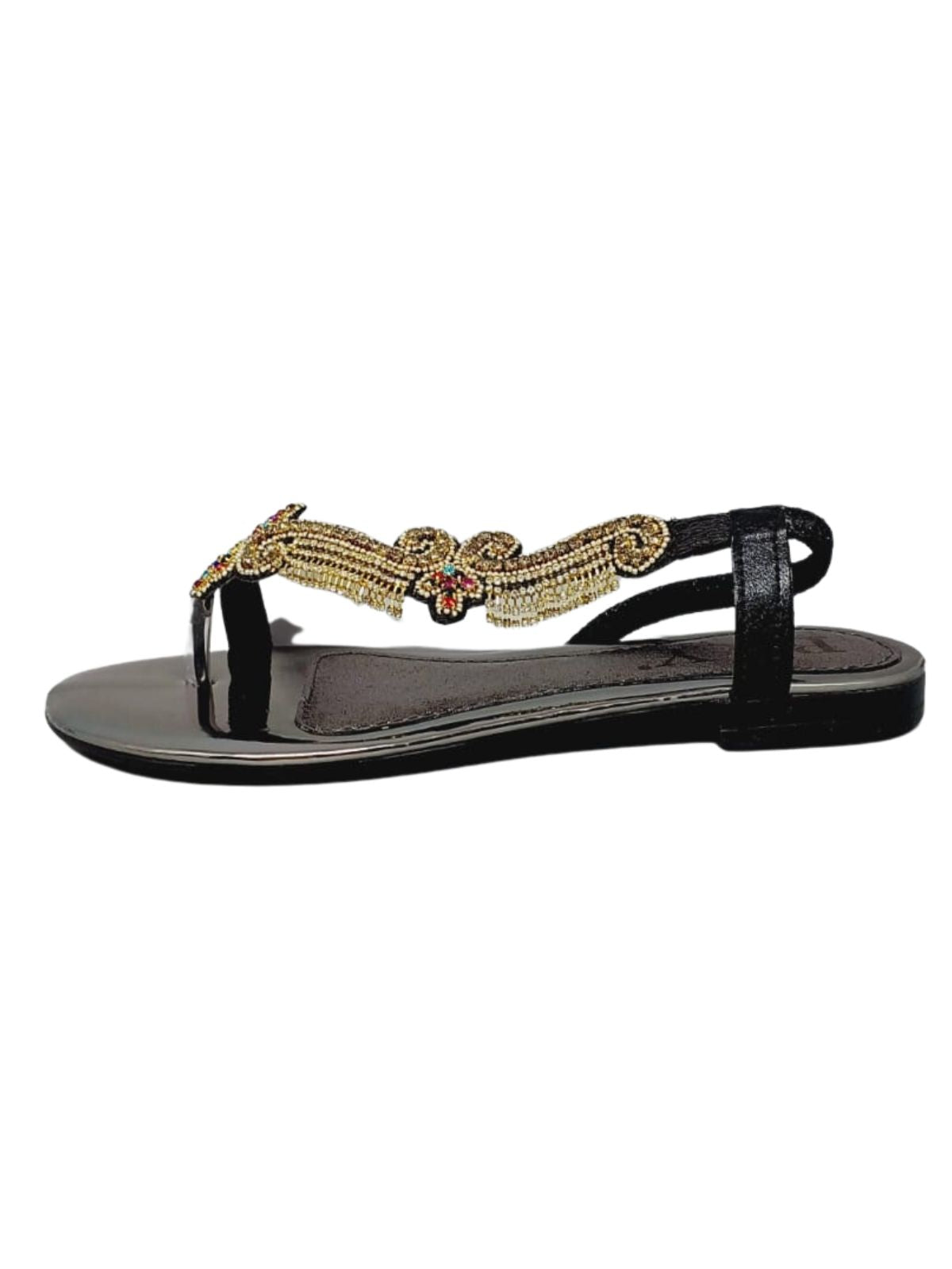 Fusion Black Flat Sandal