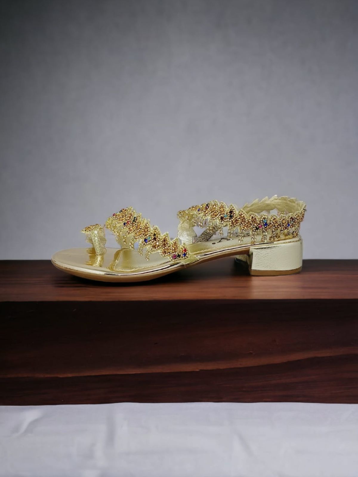 Trinelle Golden Block Heels Sandal