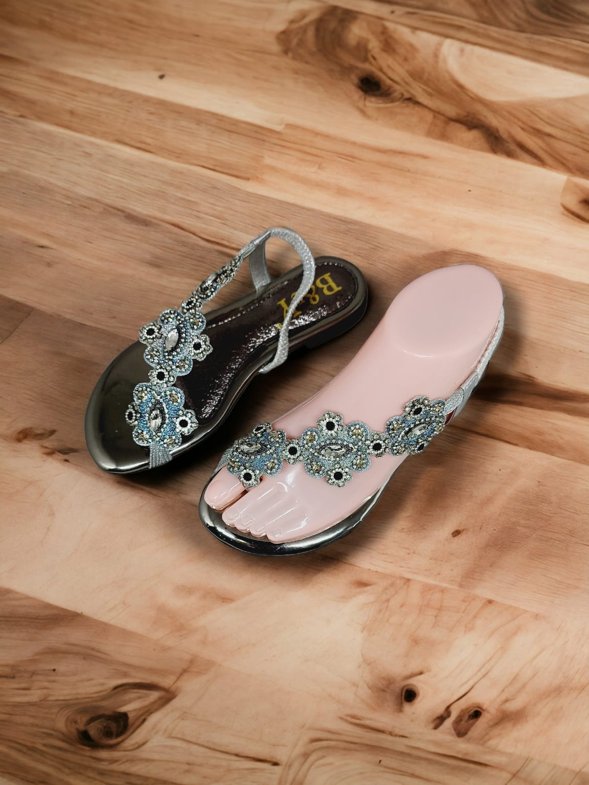 Spark Silver Flat Sandal