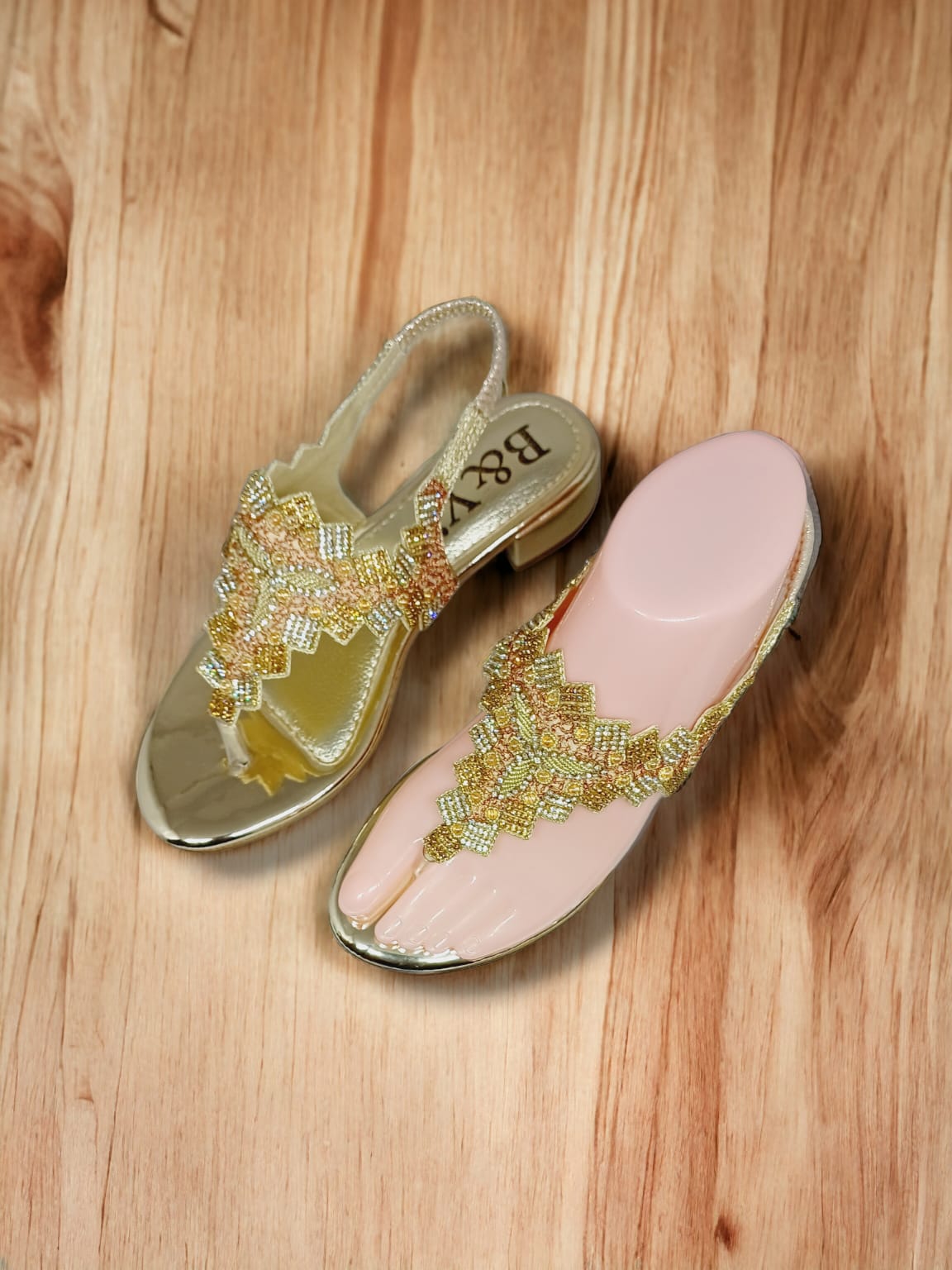 Solstice Golden Block Heels Sandal