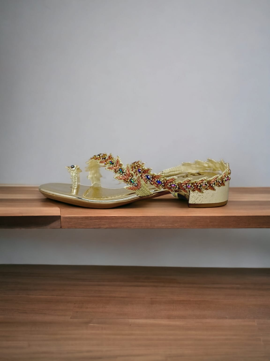 Soar Golden Block Heels Sandal