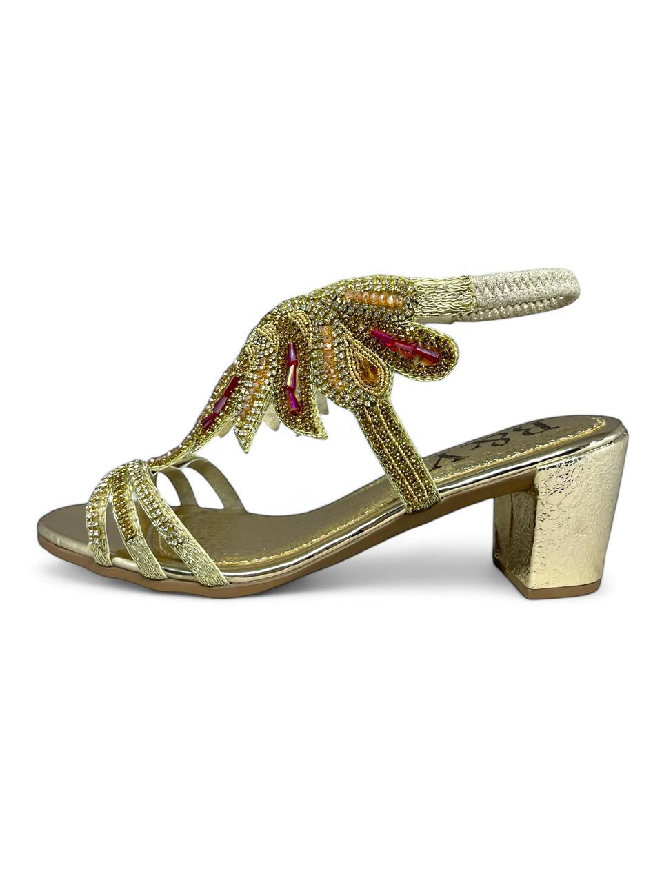 Mirage Golden Mid Heel Sandal