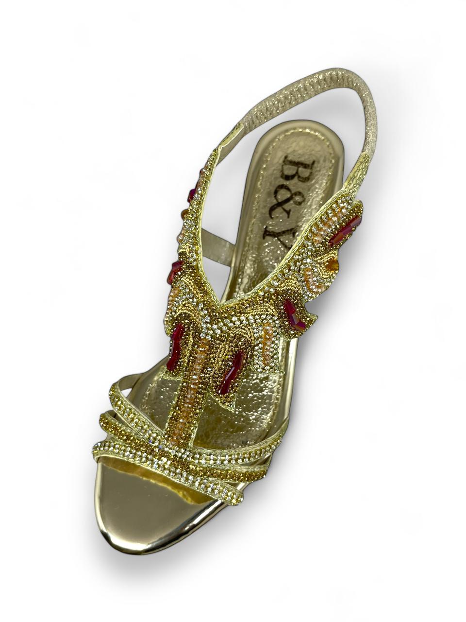 Mirage Golden Mid Heel Sandal