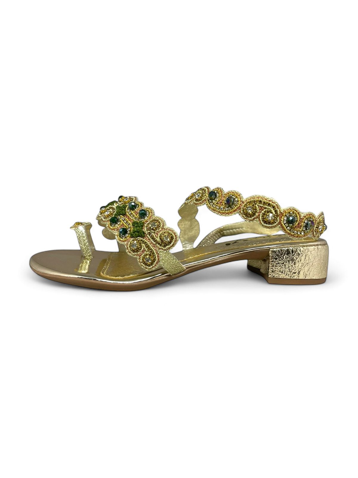 Orvella Golden Block Heels Sandal