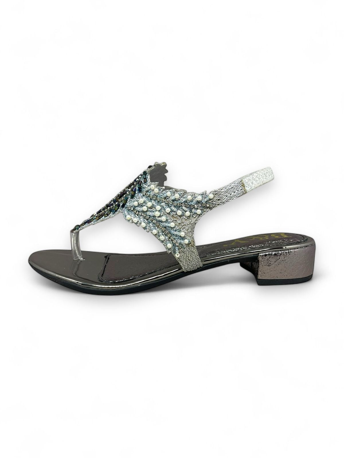 Arc Silver Block Heels Sandal