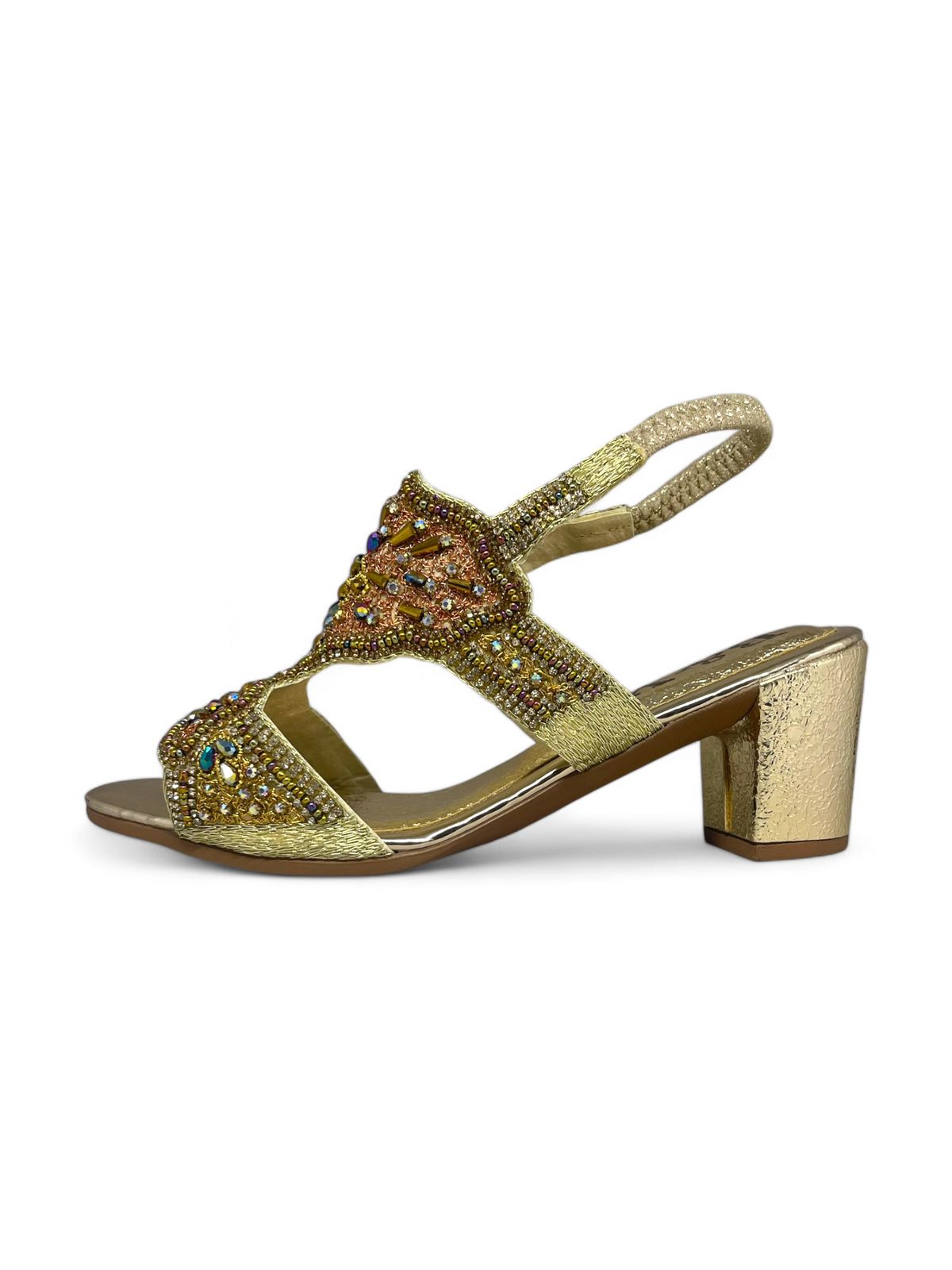 Radiant Golden Block Heels Sandal