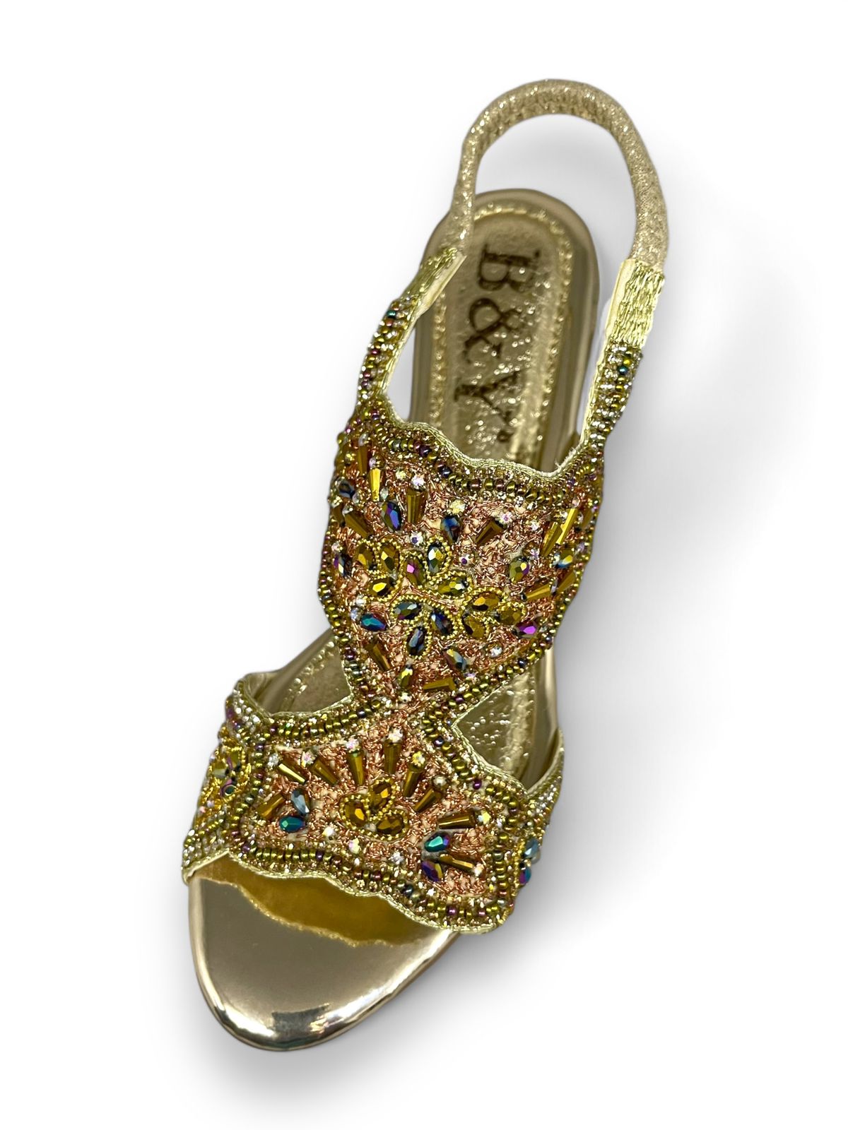 Radiant Golden Block Heels Sandal