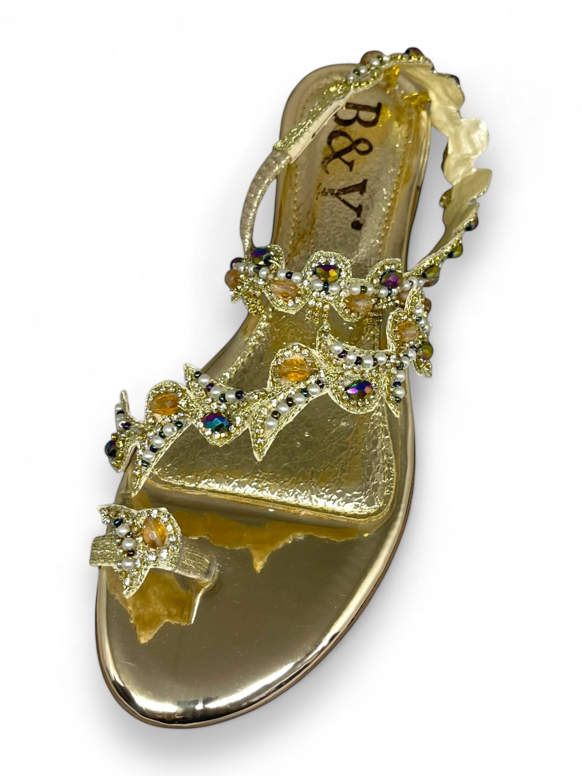 Twill Golden Flat Sandal