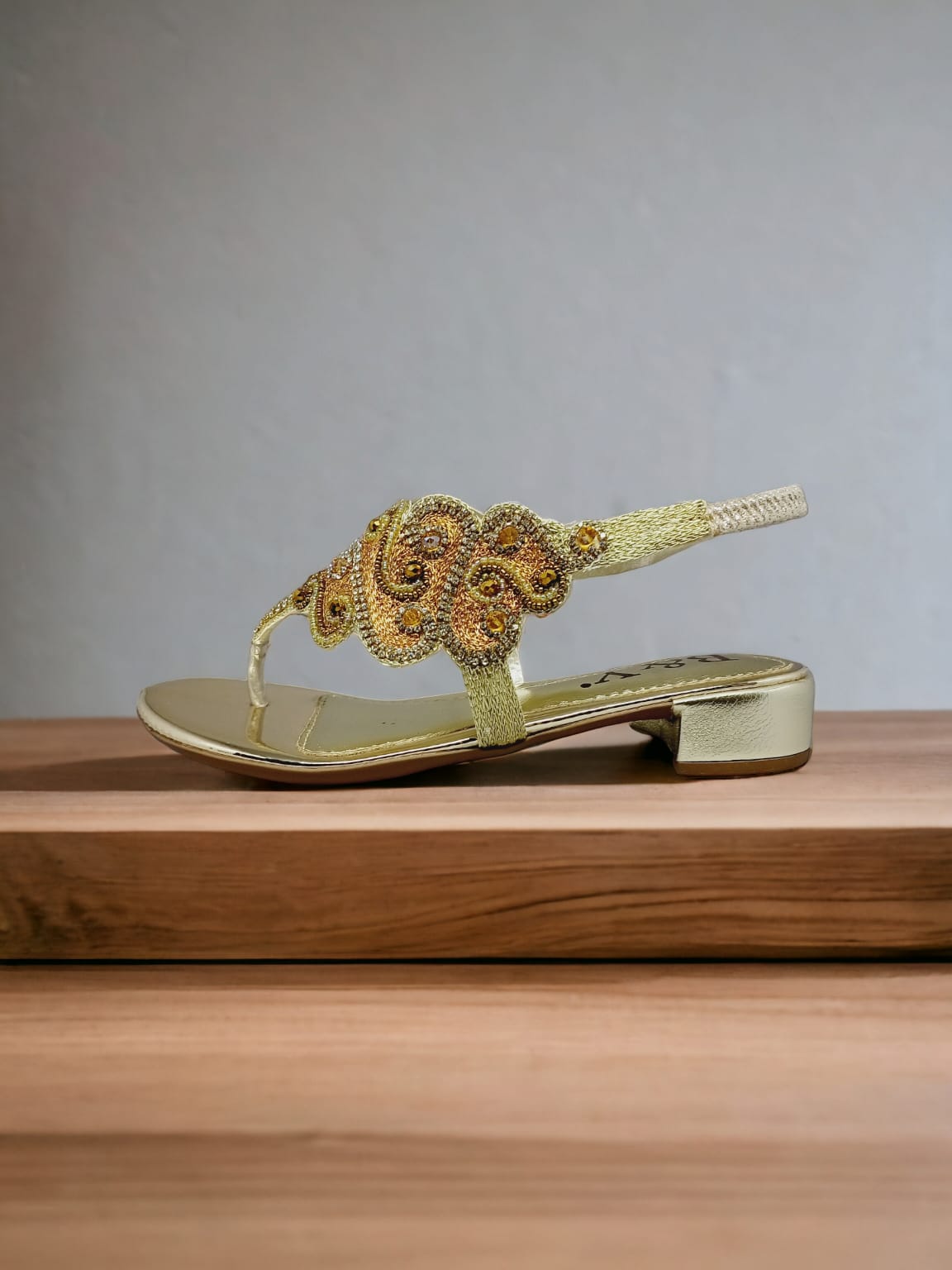 Solace Golden Block Heels Sandal