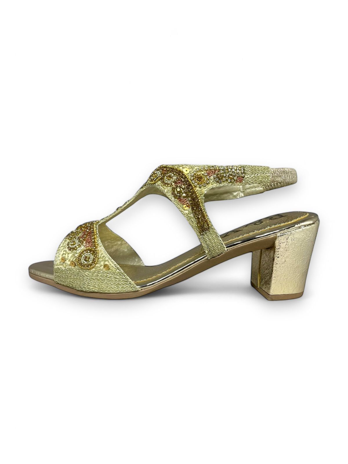 Murmur Golden Mid Heel Sandal