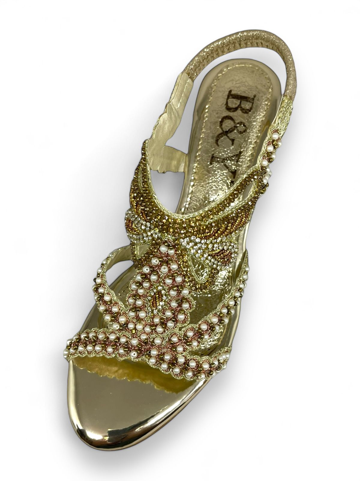 Glint Golden Mid Heel Sandal