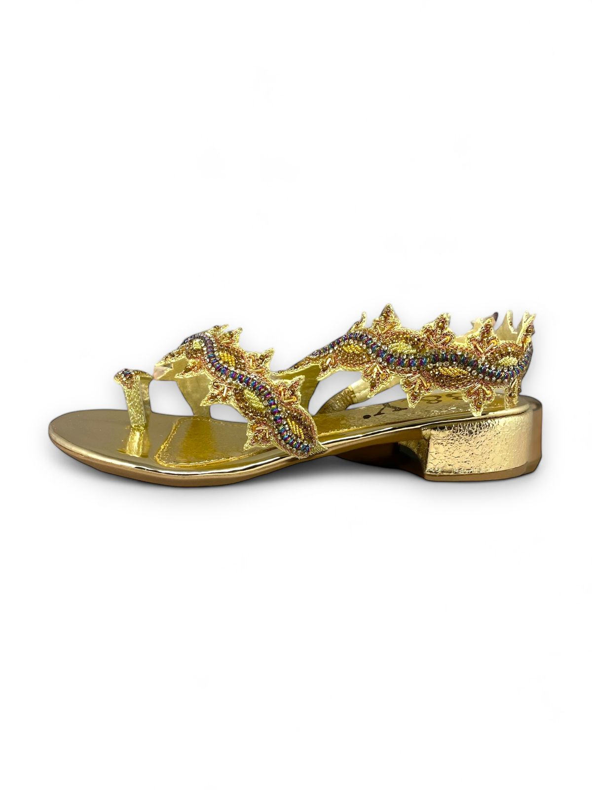 Ray Golden Block Heels Sandal