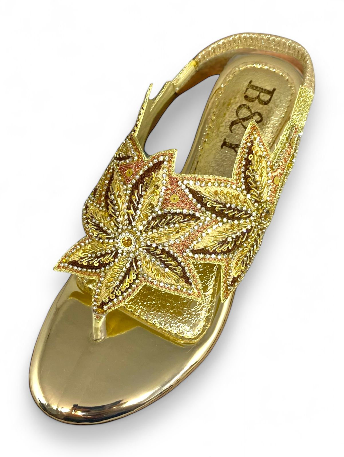 Radiance Golden Block Heels Sandal
