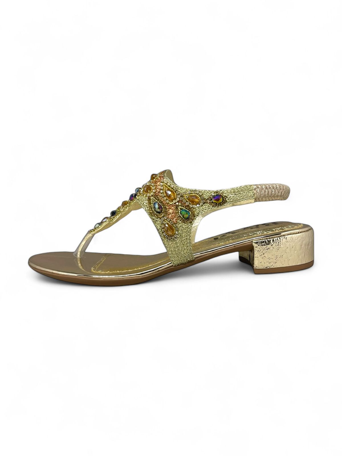 Fable Golden Block Heels Sandal