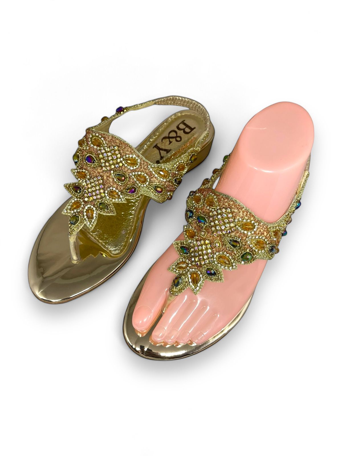 Fable Golden Block Heels Sandal