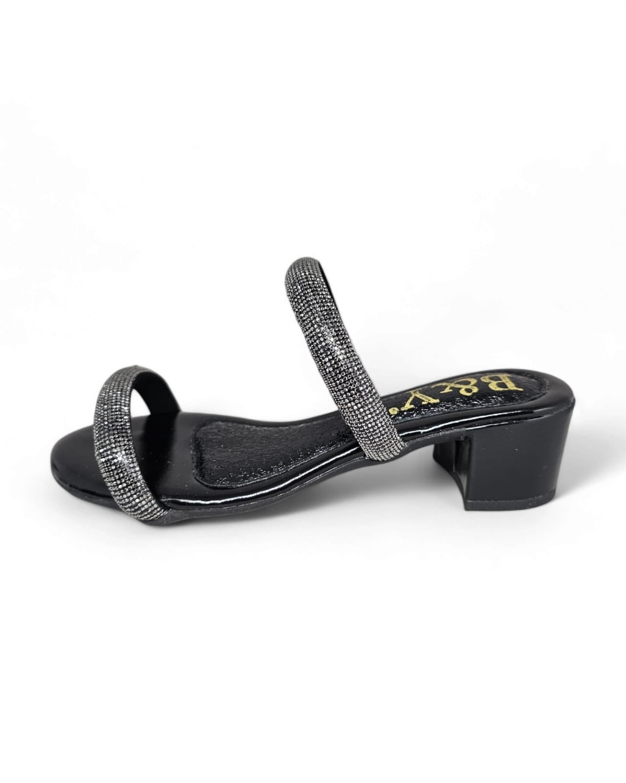 Grasp Black Block Heel Slip-on Sandal