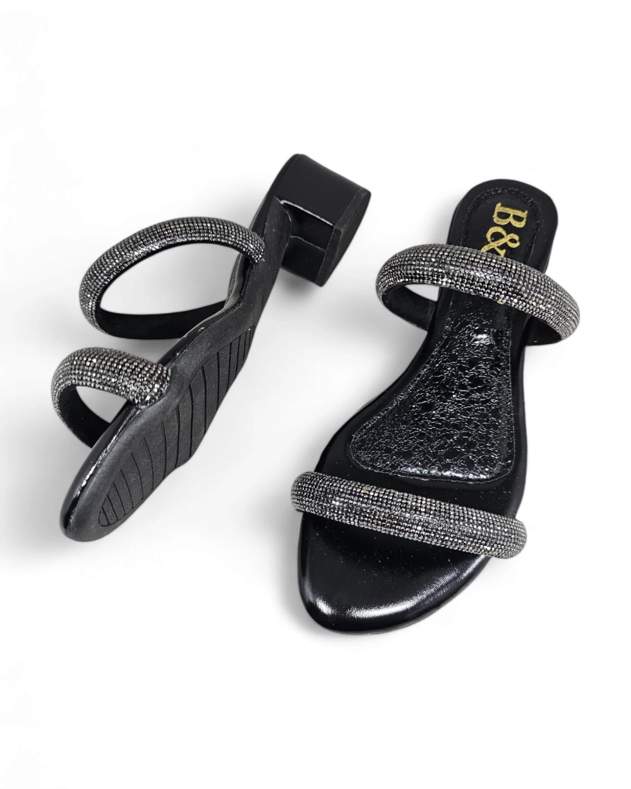 Grasp Black Block Heel Slip-on Sandal