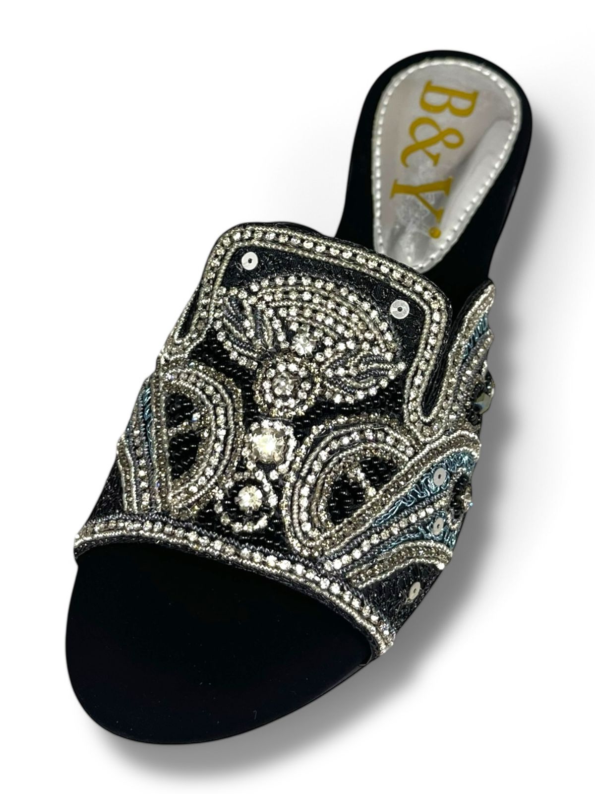 Ovidia Black Block Heel Slip-on Sandal