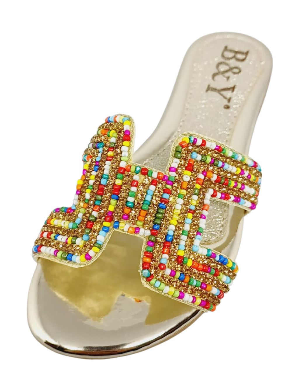 Shimmer Golden Flat Slip-on Sandal