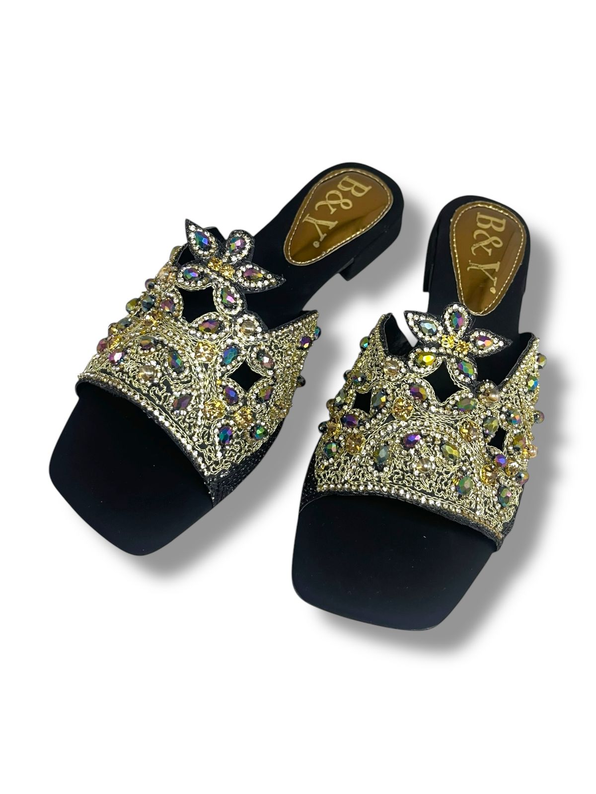 Saphila Black Block Heel Slip-on Sandal